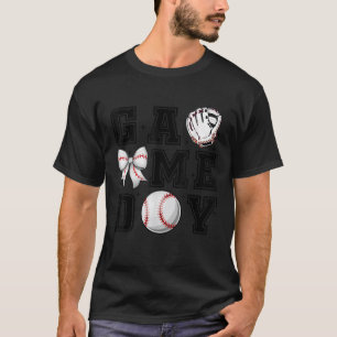 Honkbal Coquette Bow Schattige Gameday Cheer Mom S T-shirt