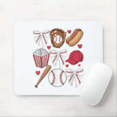Honkbal Coquette Bow Vrouwen Meisjes Baseball Chee Muismat (Met muis)