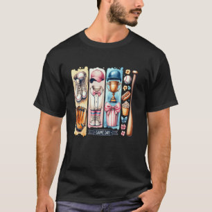 Honkbal Coquette Vintage Sport Snack Esthetisch W T-shirt