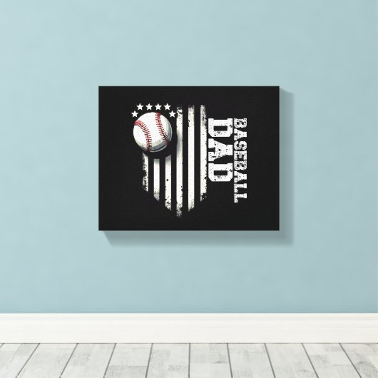 Honkbal DAD USA Amerikaanse Vlag Vaders Dag 4e van Canvas Afdruk (Insitu (Houten vloer))