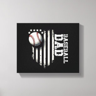 Honkbal DAD USA Amerikaanse Vlag Vaders Dag 4e van Canvas Afdruk