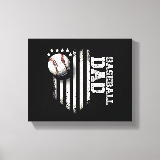 Honkbal DAD USA Amerikaanse Vlag Vaders Dag 4e van Canvas Afdruk (Voorkant)