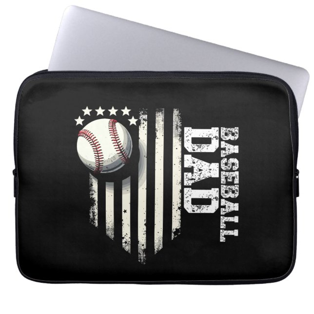 Honkbal DAD USA Amerikaanse Vlag Vaders Dag 4e van Laptop Sleeve (Voorkant)