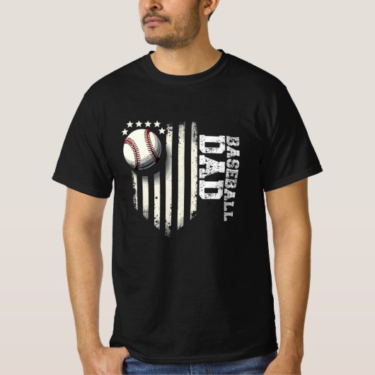 Honkbal DAD USA Amerikaanse Vlag Vaders Dag 4e van T-shirt (Voorkant)