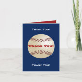 Honkbal "Dank je" Blauw, rode noot Bedankkaart (Voorkant)