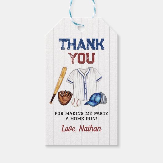 honkbal dank u Label verjaardagsfeestje Cadeaulabel (Voorkant)