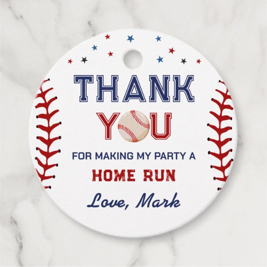 Honkbal Dank u Verjaardag Bedankjes Labels (Voorkant)