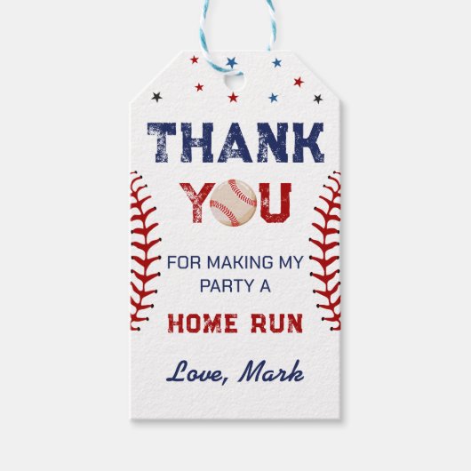 Honkbal Dank u Verjaardag Cadeaulabel (Voorkant)