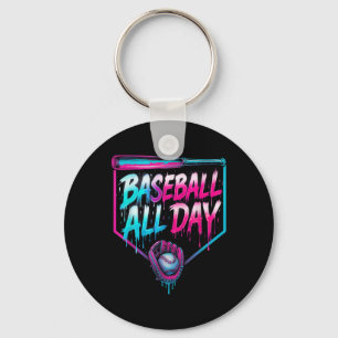 Honkbal de hele dag ijs druipen honkbal thuis sleutelhanger