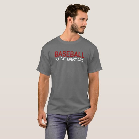 Honkbal de hele dag t-shirt (Voorkant volledig)