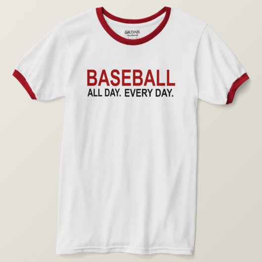 Honkbal de hele dag t-shirt (Design voorkant)
