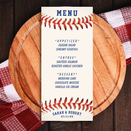 Honkbal de perfecte vangst bruiloft receptie menu