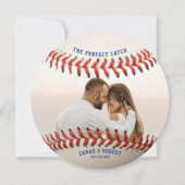 Honkbal de perfecte vangst foto bruiloft save the date (Achterkant)