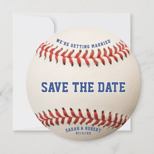 Honkbal de perfecte vangst foto bruiloft save the date (Voorkant)