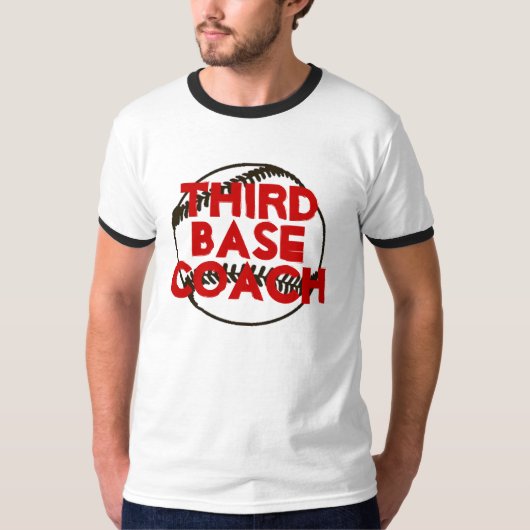 honkbal, derde, basis, coach t-shirt (Voorkant)