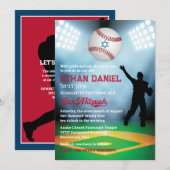 Honkbal Diamant bij Nacht Bar Mitzvah Uitnodiging (Voorkant / Achterkant)