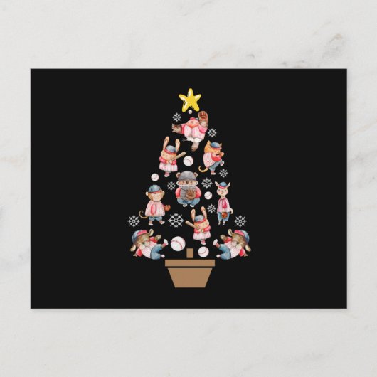 Honkbal Dieren Kerstboom Briefkaart (Voorkant)
