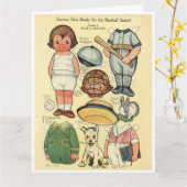 Honkbal ⚾ Dolly Dingle Reproduction Paper Doll Kaart (Gele Bloem)