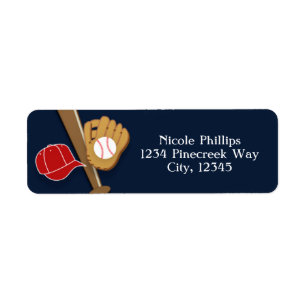 Honkbal donkerblauwe sportlabels met adres etiket