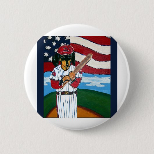 Honkbal doxie ronde button 5,7 cm (Voorkant)