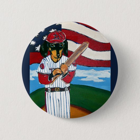 Honkbal doxie ronde button 5,7 cm (Voorkant)