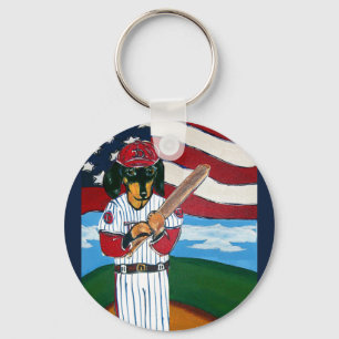 Honkbal doxie sleutelhanger