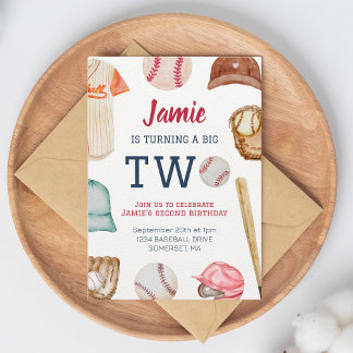 honkbal draaien twee jongen 2e verjaardag kaart