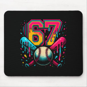 Honkbal Drip 6 7 Nummer 67 Zes Zeven Meme Heren Bo Muismat