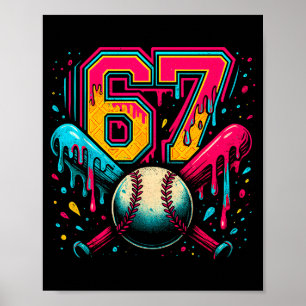 Honkbal Drip 6 7 Nummer 67 Zes Zeven Meme Heren Bo Poster