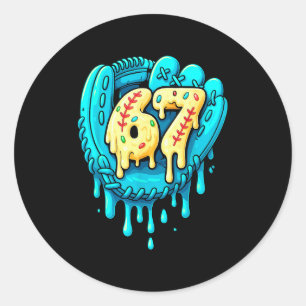 Honkbal Drip 6 7 Nummer 67 Zes Zeven Meme Heren Bo Ronde Sticker