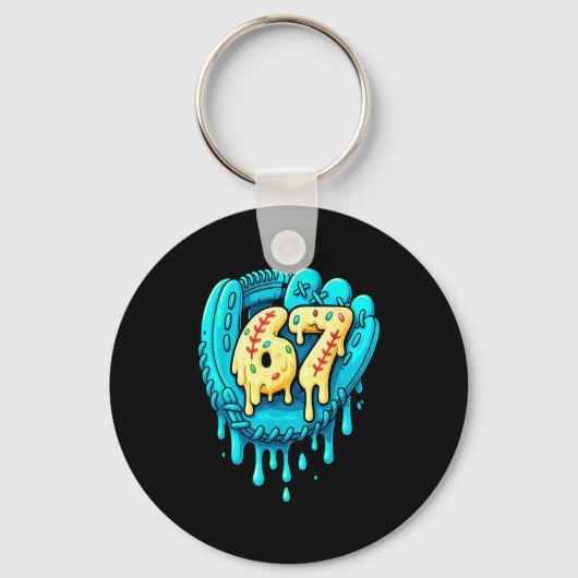 Honkbal Drip 6 7 Nummer 67 Zes Zeven Meme Heren Bo Sleutelhanger (Voorkant)