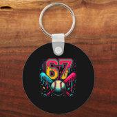 Honkbal Drip 6 7 Nummer 67 Zes Zeven Meme Heren Bo Sleutelhanger (Voorkant)