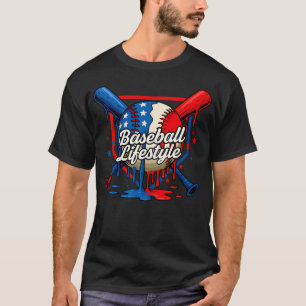 Honkbal Drip Amerikaanse Vlag Voor Jongens Jeugd 4 T-shirt