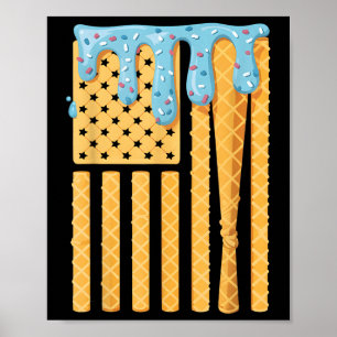 Honkbal Drip Bat Boys Druppelen Ice Cream American Poster