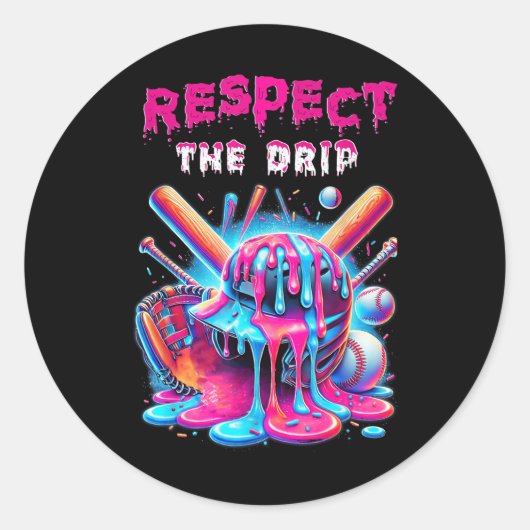Honkbal Drip Boys Ice Cream Drip Jeugd Respect Ronde Sticker (Voorkant)
