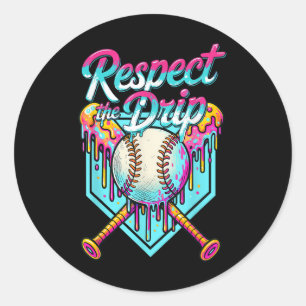 Honkbal Drip Ice Cream Dripping Respecteer de Drip Ronde Sticker