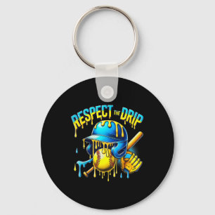 Honkbal Drip Ice Cream Dripping Respecteer de Drip Sleutelhanger