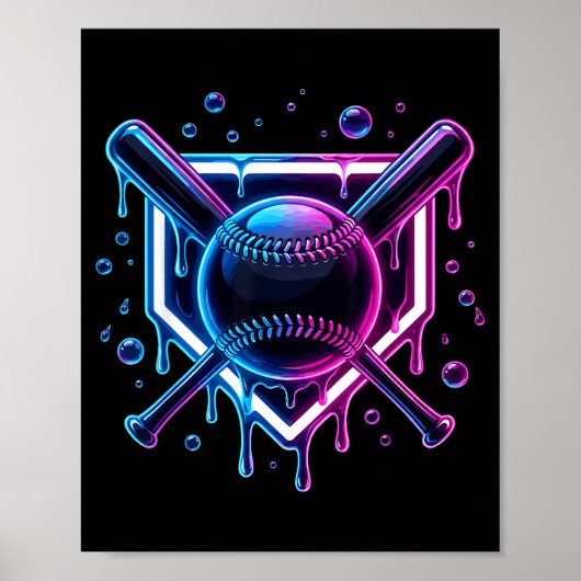 Honkbal Drip Ijs Bat Kinderen Poster (Voorkant)