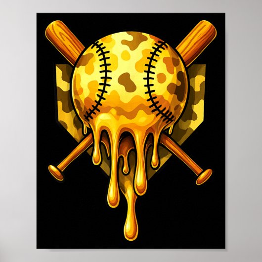 Honkbal Drip Ijs Camo Cool Design Poster (Voorkant)