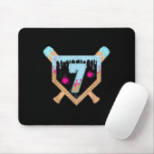 Honkbal Drip Ijs Druppelend 7 Jaar Oud 7e Geboorte Muismat (Met muis)