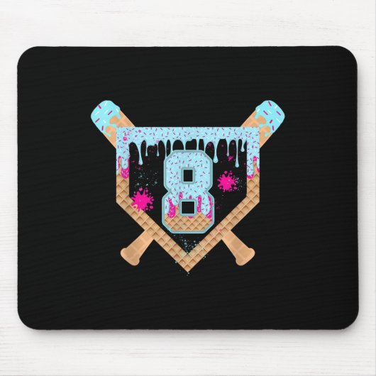 Honkbal Drip Ijs Druppelend 8 Jaar Oud 8e Bi Muismat (Voorkant)