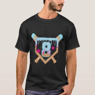 Honkbal Drip Ijs Druppelend 8 Jaar Oud 8e Bi T-shirt