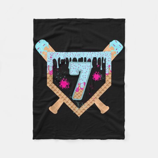 Honkbal Drip Ijs Druppelende 7 Jaar Oude 7e Bi Fleece Deken (Voorkant)