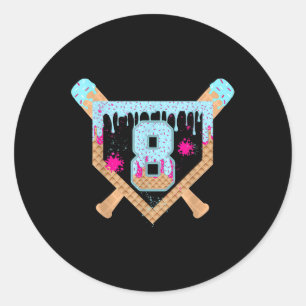 Honkbal Drip Ijs Druppelende 8 Jaar Oude 8e Verjaa Ronde Sticker