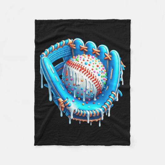 Honkbal Drip Ijs Handschoen Met Strooigoed Bal  Fleece Deken (Voorkant)
