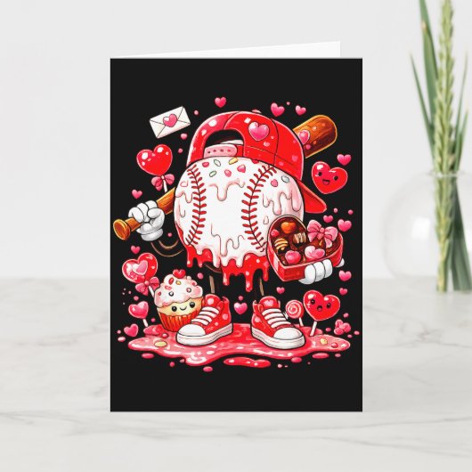 Honkbal Drip Ijs Kinderen Jongeren Valentijn Kaart (Voorkant)