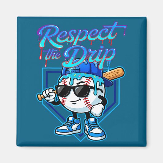 Honkbal Drip Ijs Respecteer De Drip Thuisplaat Magneet (Voorkant)