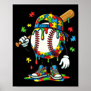 Honkbal Drip Ijs Sport Autisme Bewustzijn Mannen Poster