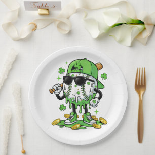 Honkbal Drip Ijs St. Patrick's Dag Papieren Bordje