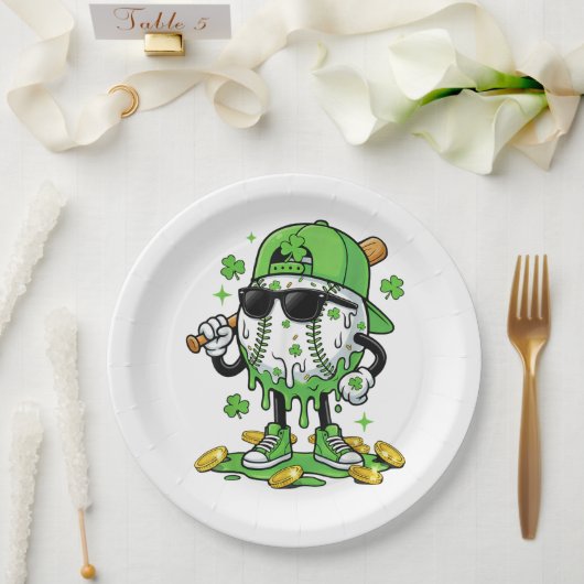 Honkbal Drip Ijs St. Patrick's Dag Papieren Bordje (Huwelijk)